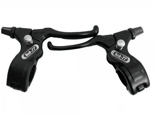 BMX Locking Brake Levers Pair Set - 2-Finger Aluminum Black for Freestyle Bikes