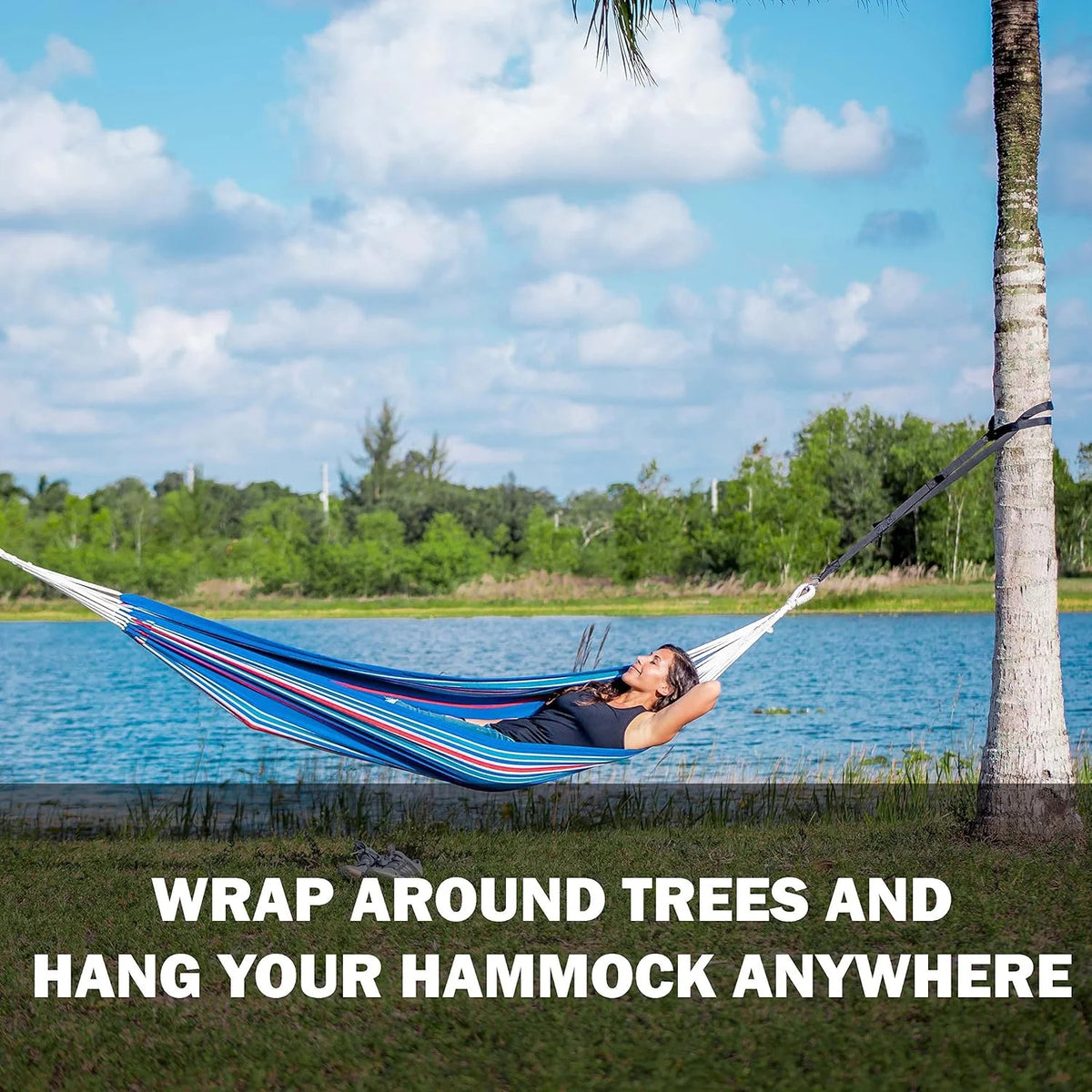 Hammock Suspension Straps with Hooks - Adjustable, Non-Slip Polyester Nylon, 300 Lb Capacity