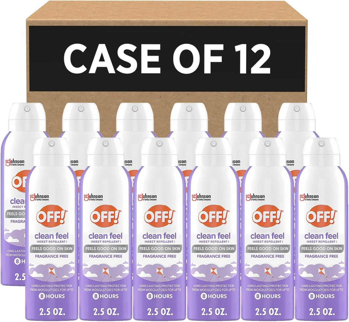 12-Pack Off! Clean Feel Bug Spray & Mosquito Repellent Travel Size 2.5oz