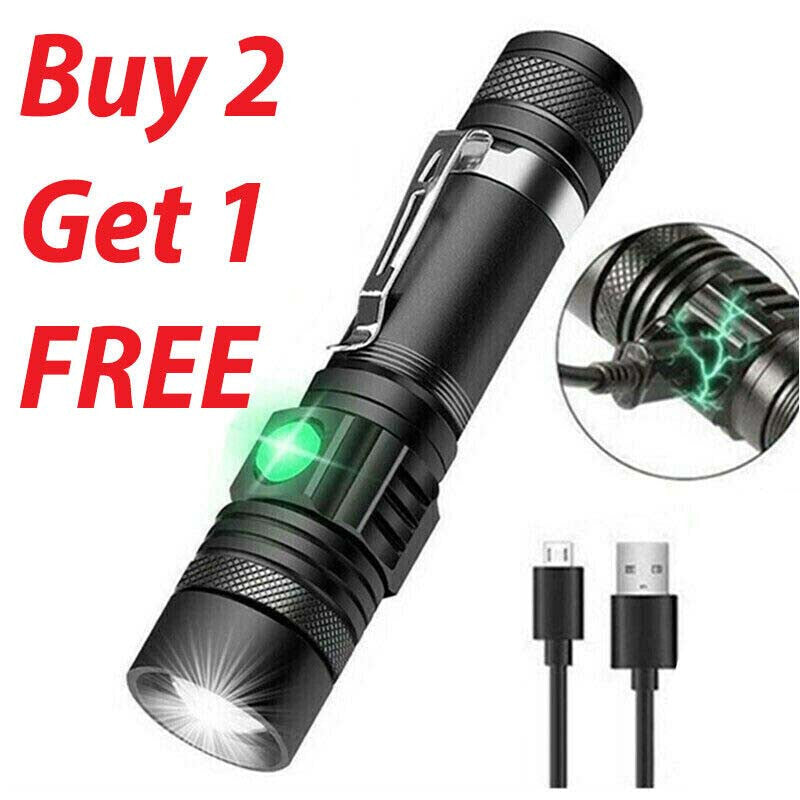 Rechargeable LED Tactical Flashlight with Zoom and Multiple Modes