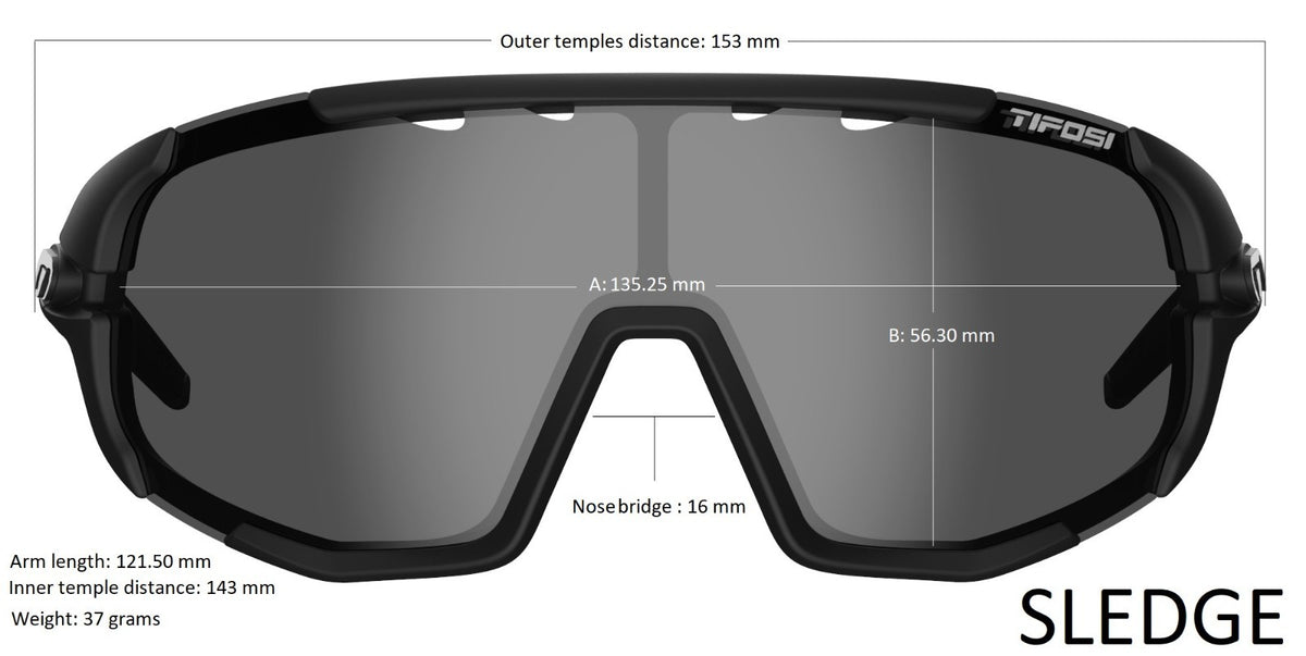 Tifosi Sledge Oversized Sports Sunglasses with Vented Lenses - Matte Black
