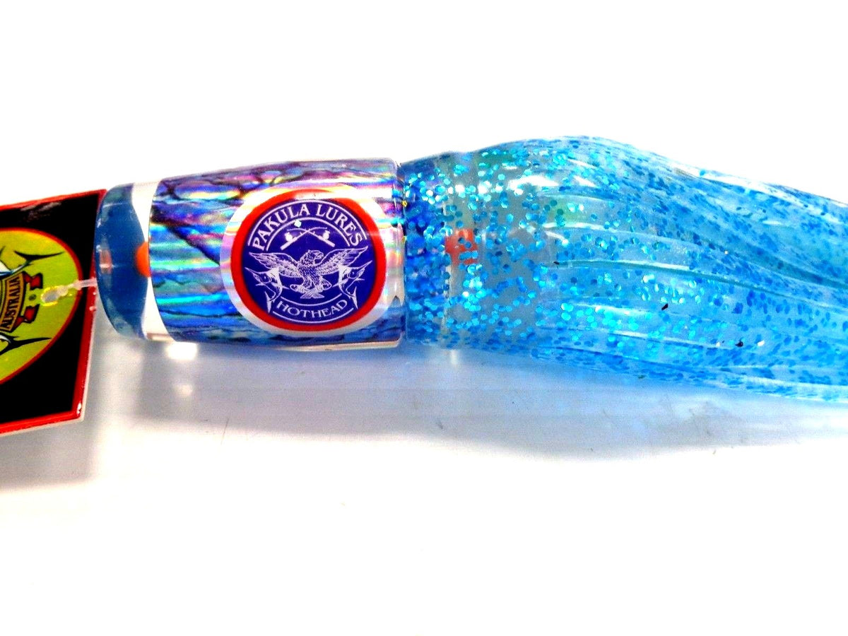 Medium Sprocket Trolling Lure - Glow in the Dark Blue Crystal for Big Game Fish