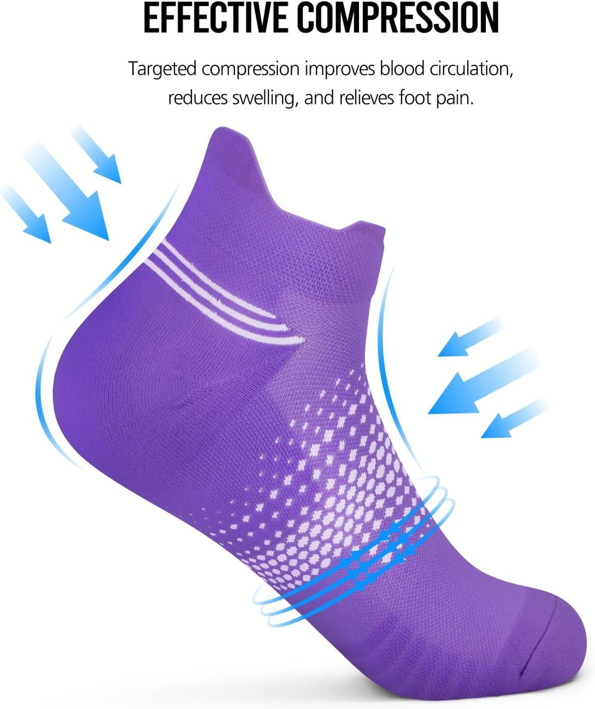Ankle Compression Socks for Women - Multicolor 6 Pairs, Small-Medium