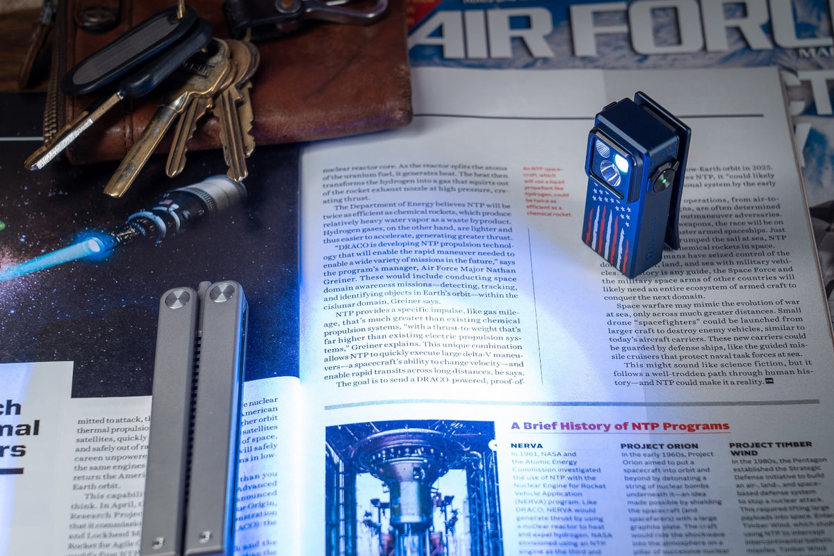 Olight Clip-On Flashlight with Flood, Spot, UV Modes - Stars & Stripes Edition