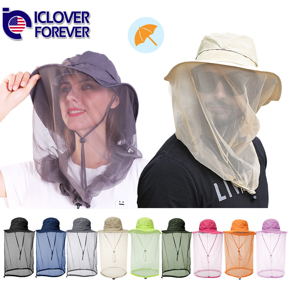 Mosquito Head Net Hat for Outdoor Sun and Insect Protection - Lightweight Mesh Face Cover