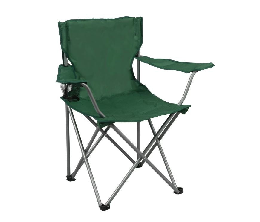 Portable Camping Chair with Cup Holder - Foldable Outdoor Seat, Green
