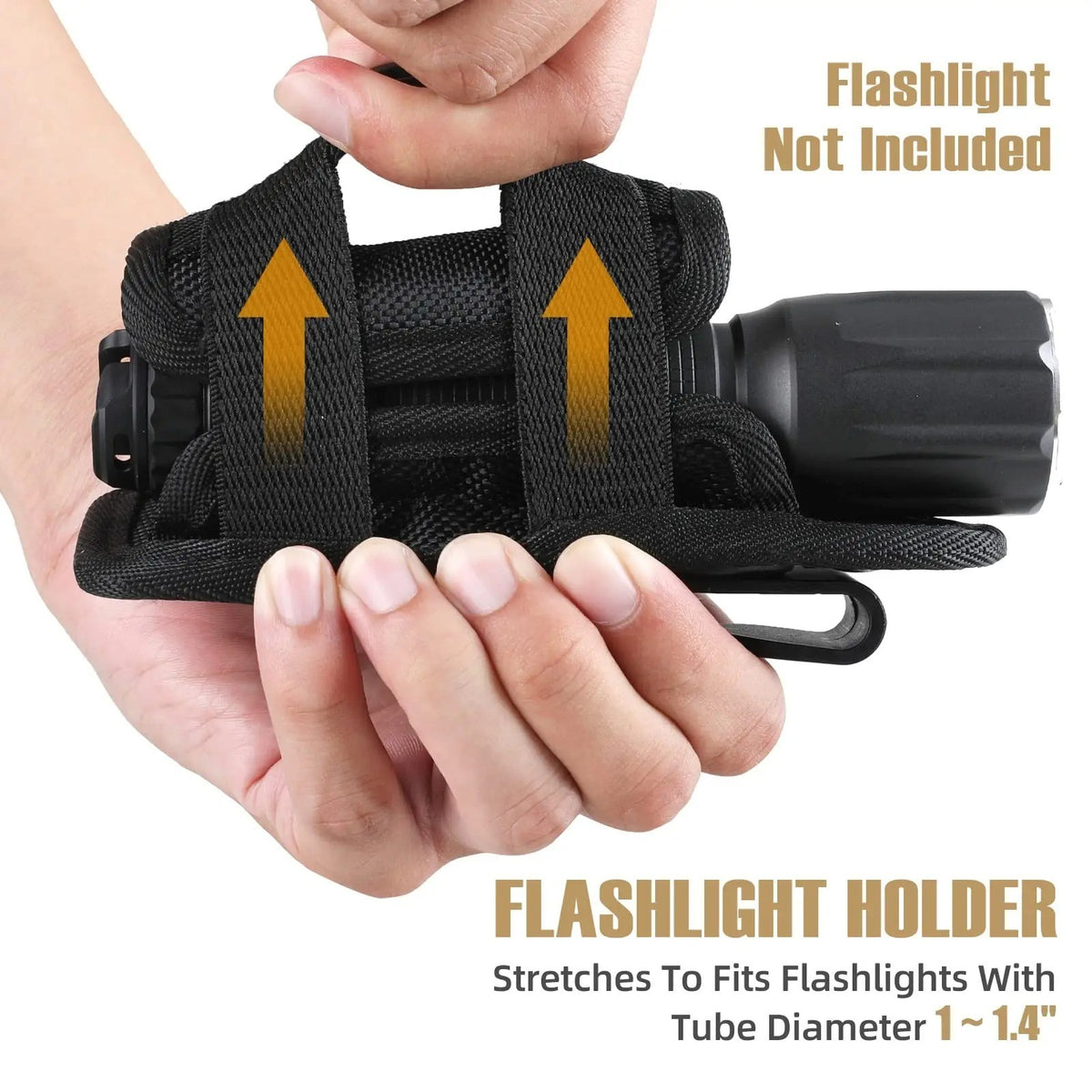 Rotatable Tactical Flashlight Holster with Belt Clip - Heavy Duty Nylon, Fits 18-35mm