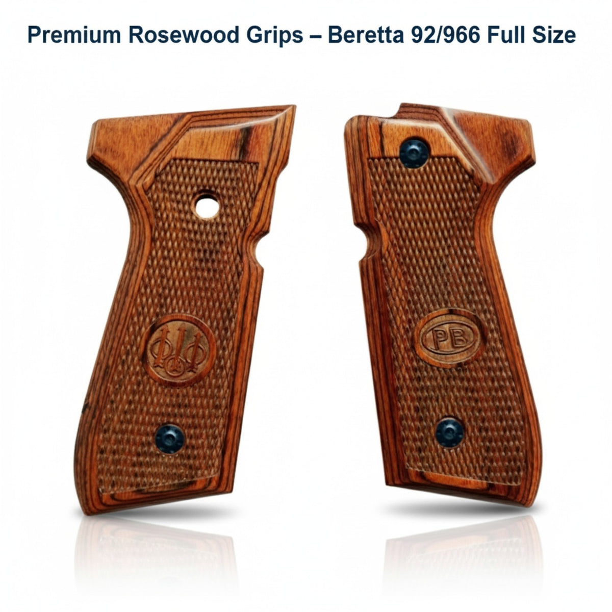 Beretta 92/96 Full Size Rosewood Checkered Pistol Grip Set with Screws