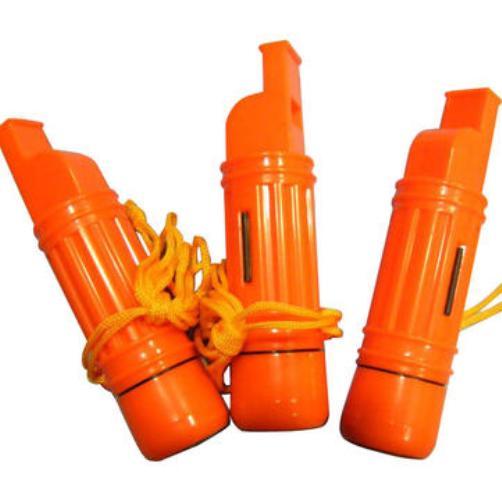 5-in-1 Emergency Whistle Firestarter Compass Signal Mirror Waterproof Camping Tool