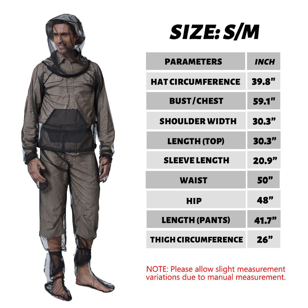 Unisex Mosquito Net Suit with Hood for Outdoor Camping Hiking Protection