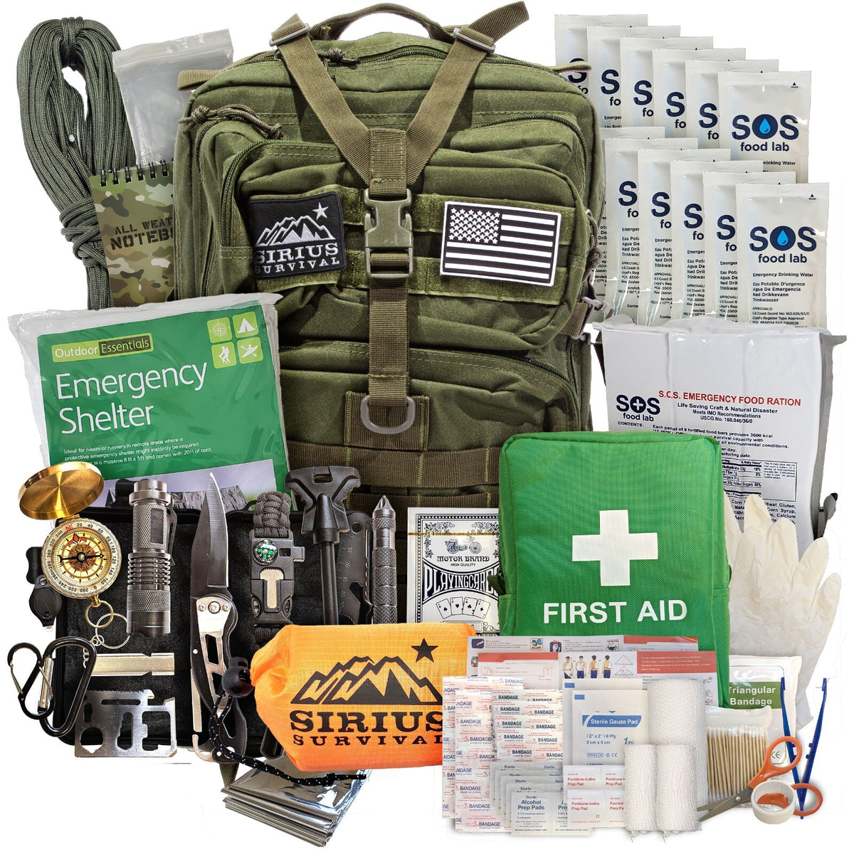 Emergency Survival Bug Out Bag Kit for 1-2 People with Backpack