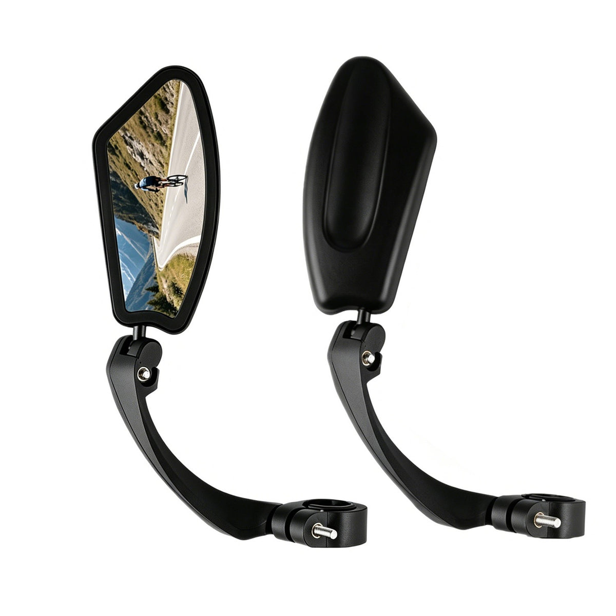 Bike Handlebar Rear View Mirrors Pair - Adjustable Rectangle Back Mirrors for E-Bike & Bicycle