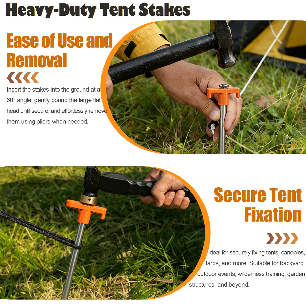 Heavy Duty Tent Stakes 10 Pack - Outdoor Camping Ground Pegs for Tents & Canopies