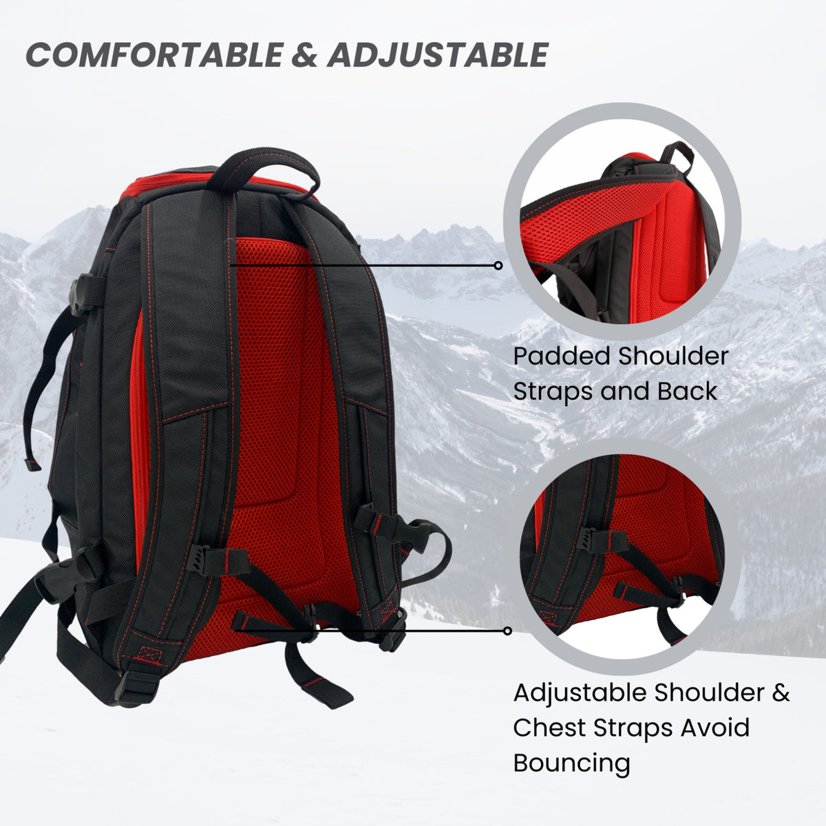 50L Ski Snowboard Boot Backpack Waterproof Gear Bag with Helmet Gloves & Goggles Storage