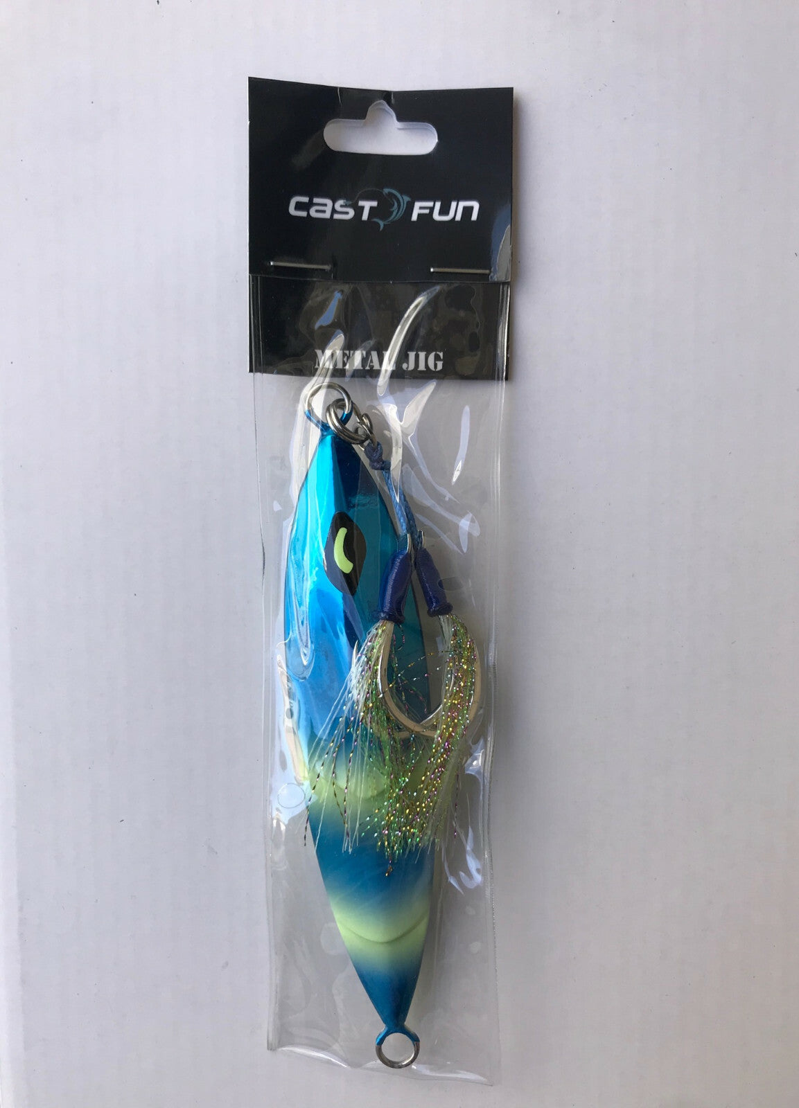 250g Lead Flat Slow Fall Fishing Jig Lure with Glow Assist Hooks - Saltwater Tackle