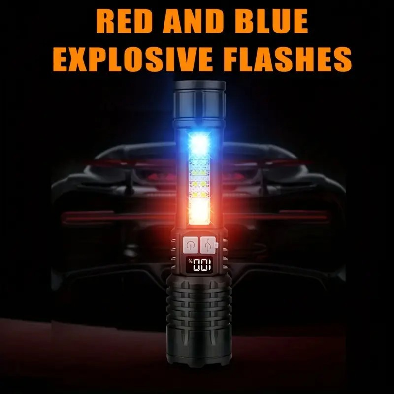 Rechargeable LED Tactical Flashlight with Zoom Focus & 5 Modes
