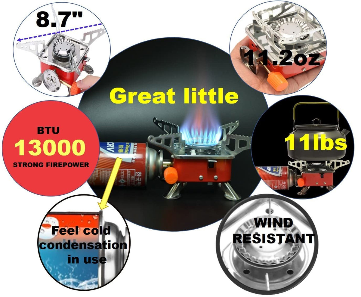 Portable Camping Stove with Piezo Ignition - Foldable Single Burner