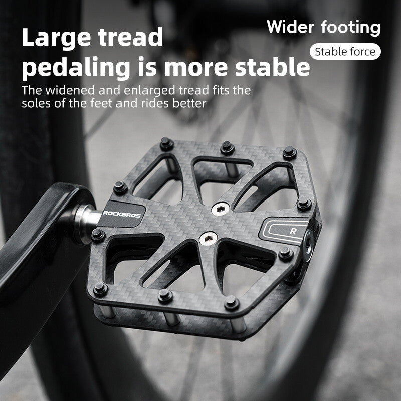 Carbon Fiber Bike Pedals 9/16" Flat Platform with Sealed Bearings - Lightweight & Durable