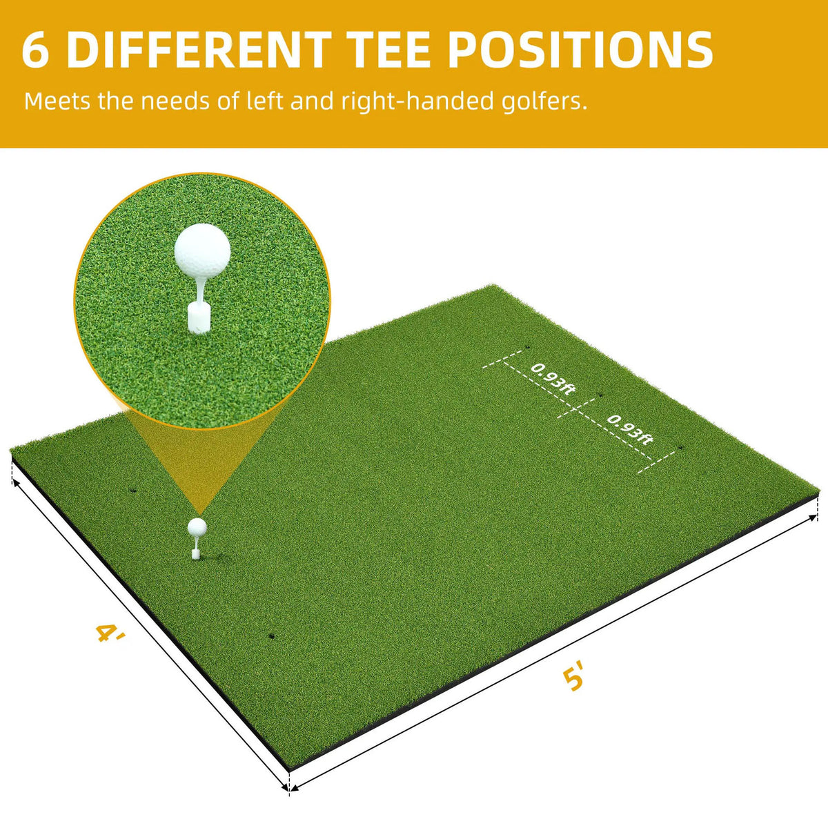 Golf Hitting Mat 5x4 ft Thickened 21mm Artificial Turf for Indoor Outdoor Practice