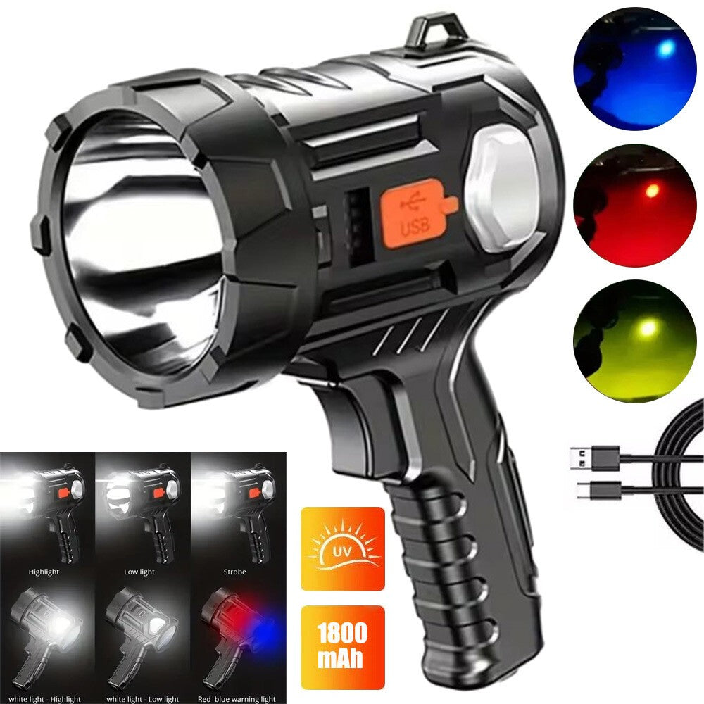 9000000LM Solar & USB Rechargeable LED Spotlight Flashlight