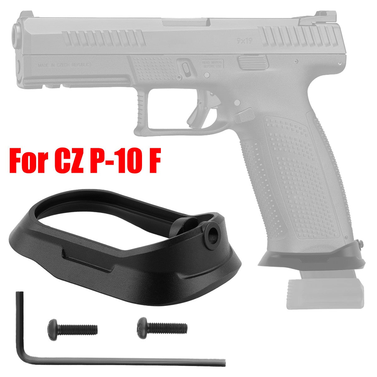 Aluminum Magwell for CZ P-10 F 9mm Pistol - Black, CNC Machined, Mag Assist
