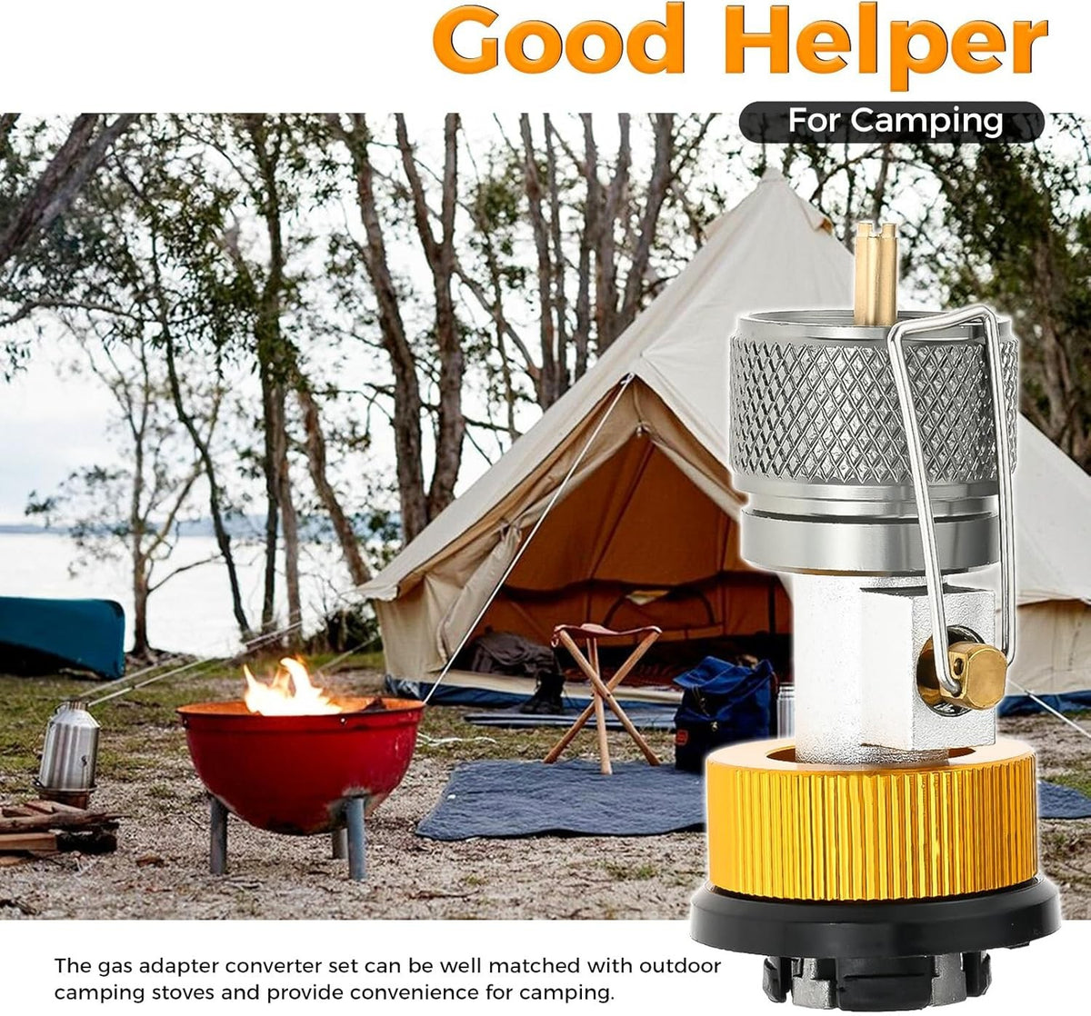 Camping Stove Gas Refill Adapter Set for Propane Isobutane Butane Valve Conversion