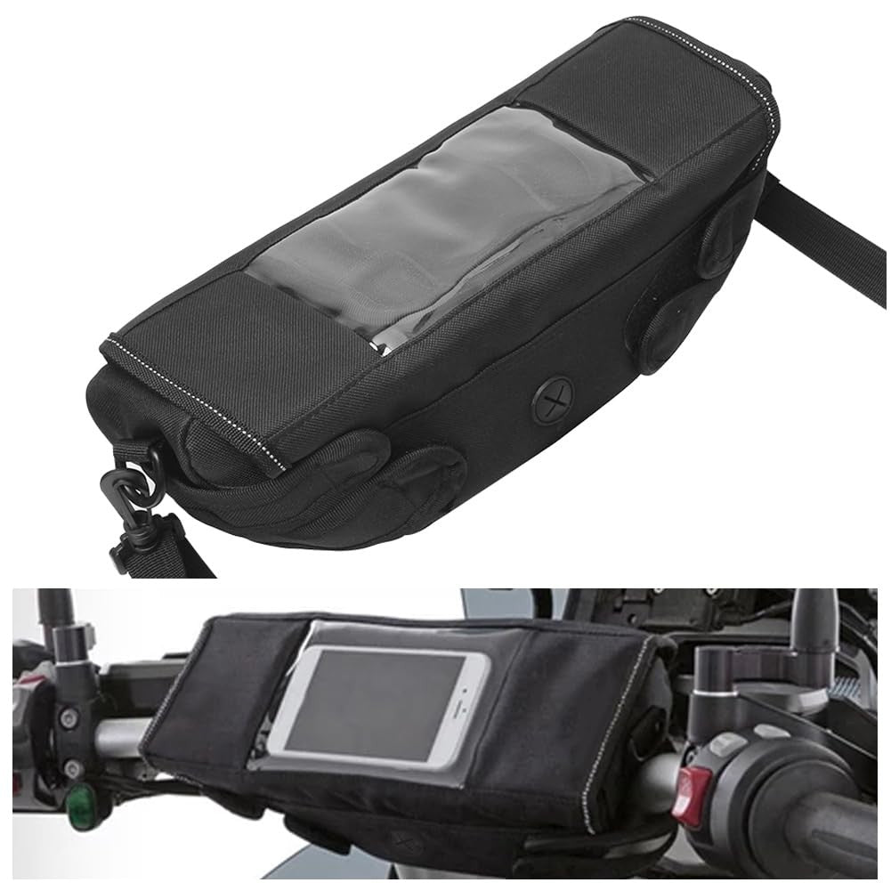 Waterproof Motorcycle Handlebar Storage Bag with Phone Touch Screen - Universal Fit