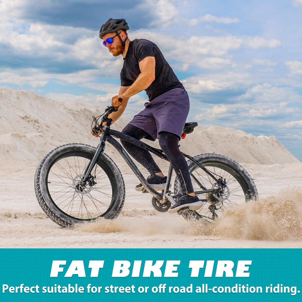 Fat Bike Tire 24 Inch 3.0 Set with Heavy Duty Inner Tubes - Mountain & Snow Riding