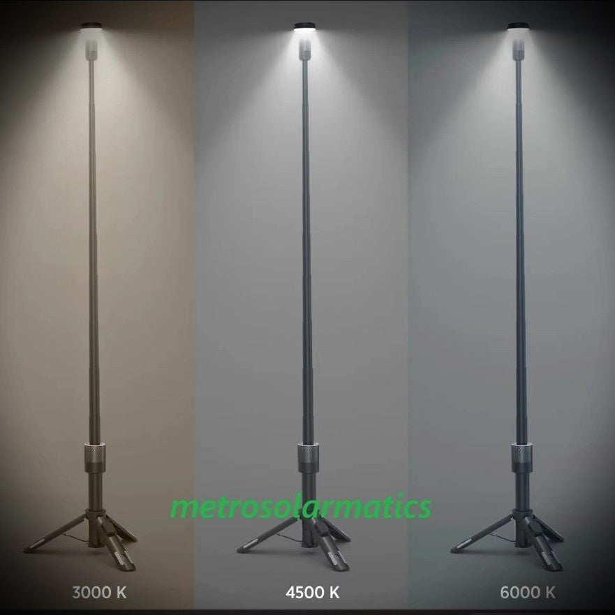 2000 Lumen Telescopic Camping Light with Remote Control and Solar Charging