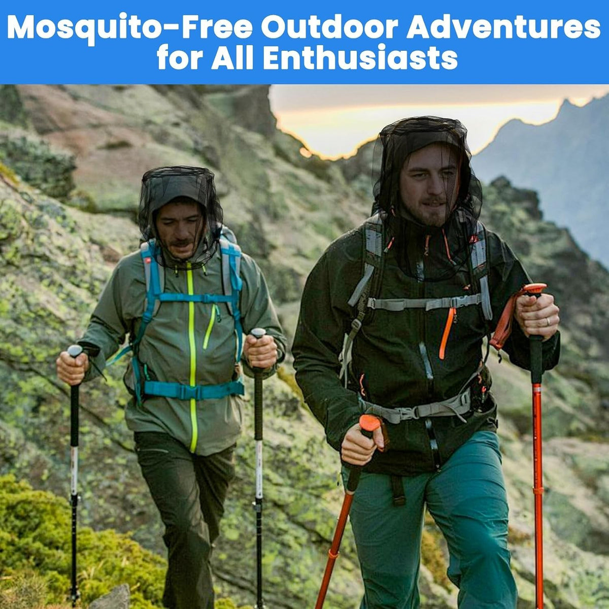 Breathable Mosquito Head Net 2 Pack for Hat, Face & Neck Protection
