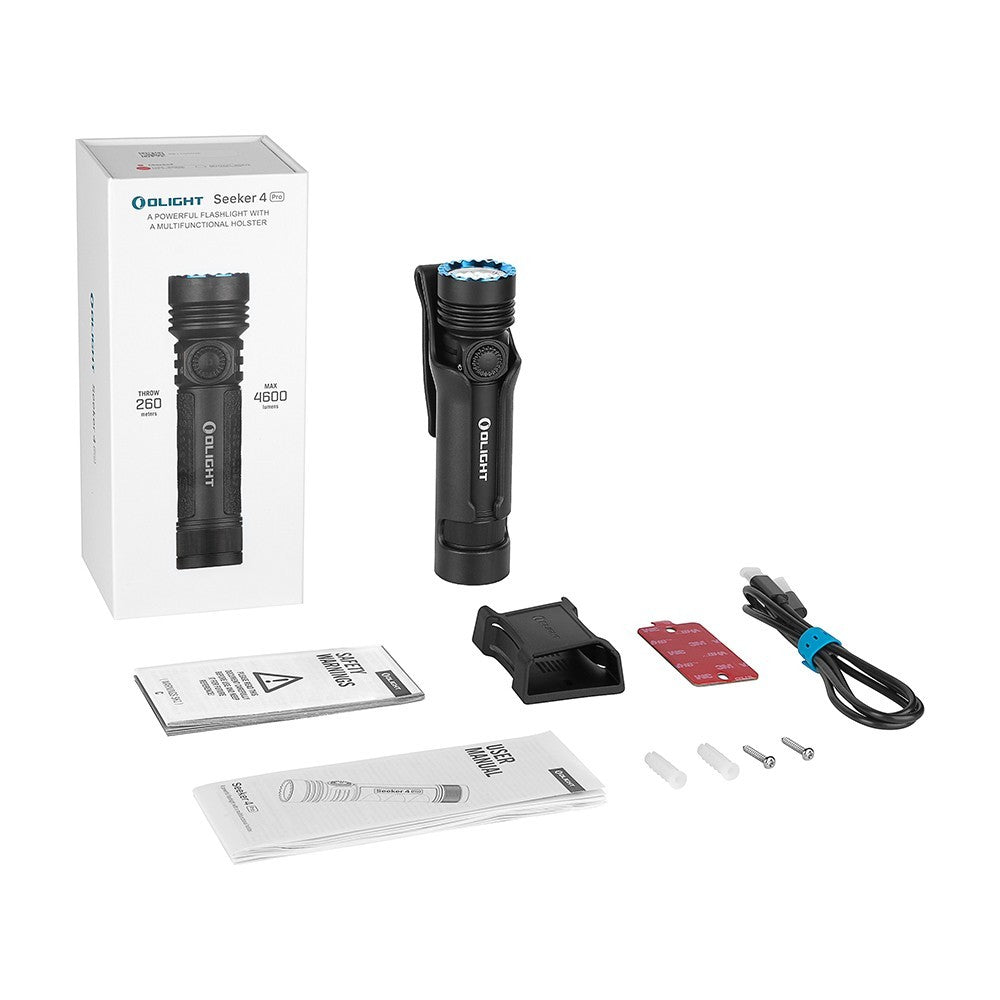 High Power Tactical Flashlight 4600 Lumens with Holster - Seeker 4 Pro