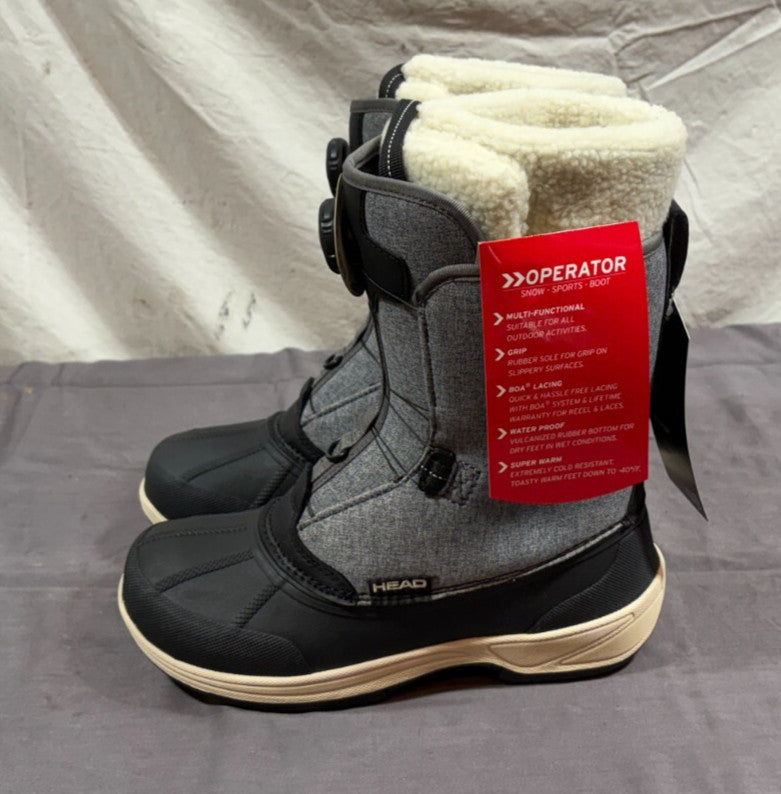 HEAD Operator Boa-Coiler Snow Sport Boots Gray US 8 EU 39 New