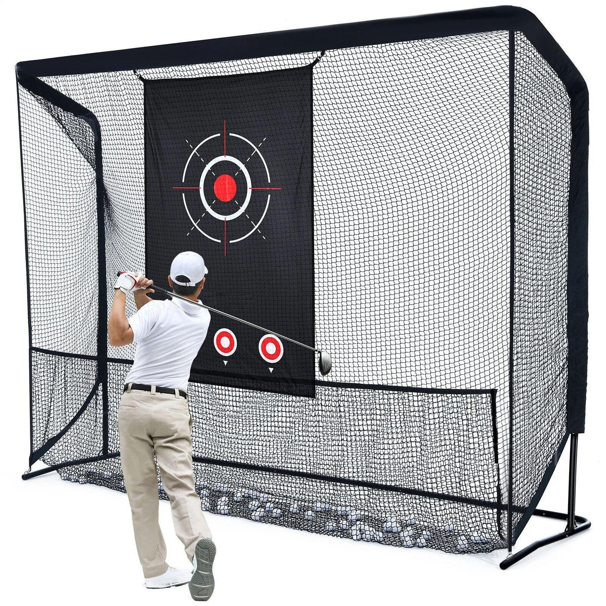 Heavy Duty 10x11ft Golf Practice Net with Target Cloth for Backyard & Indoor Use