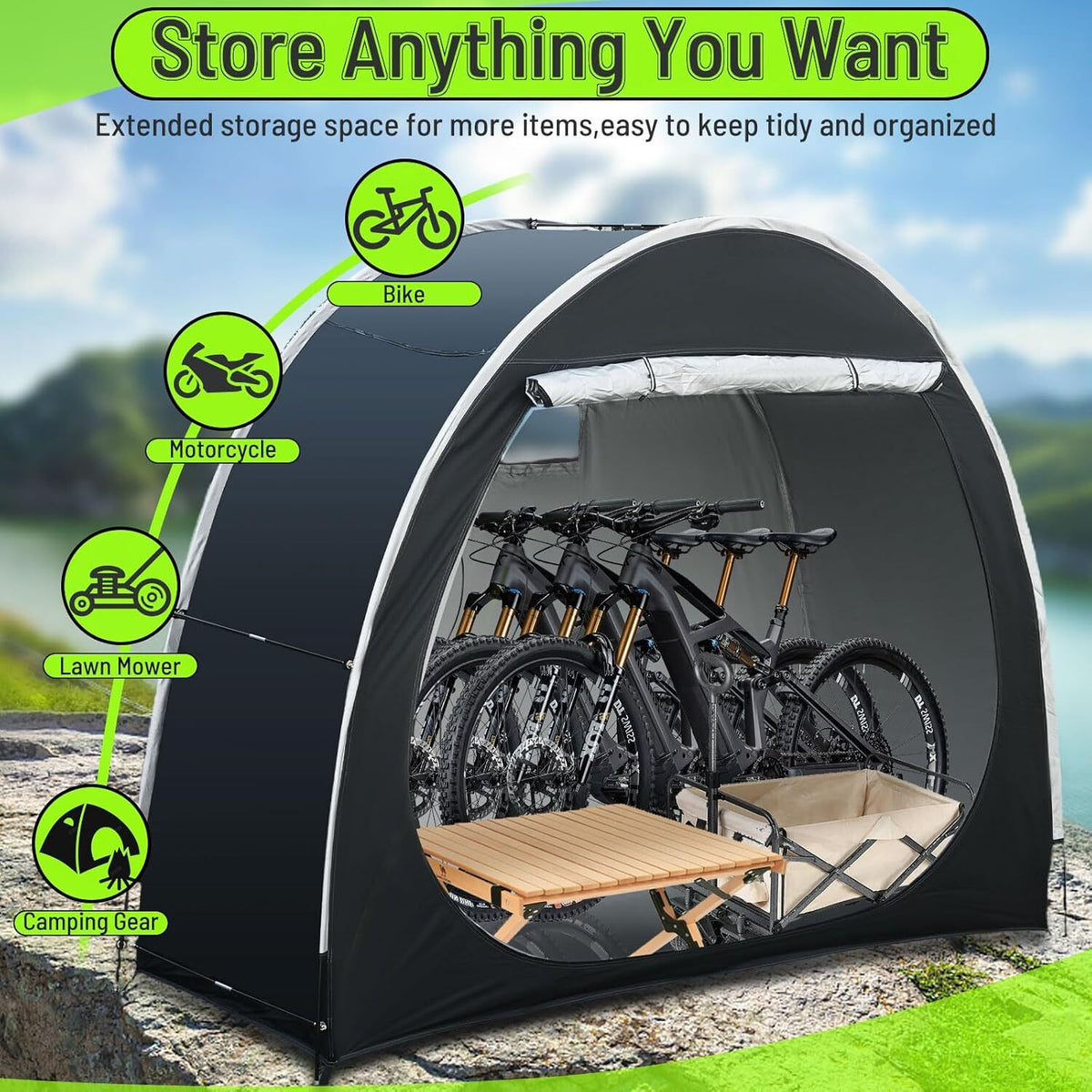 Outdoor Portable Bicycle Storage Tent for 1-4 Bikes - Weatherproof & Space-Saving