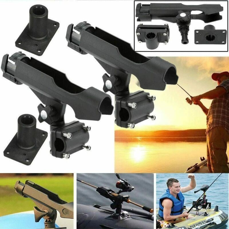 2 Pack Adjustable Boat Fishing Rod Holders for Kayak & Marine Rail Mounts