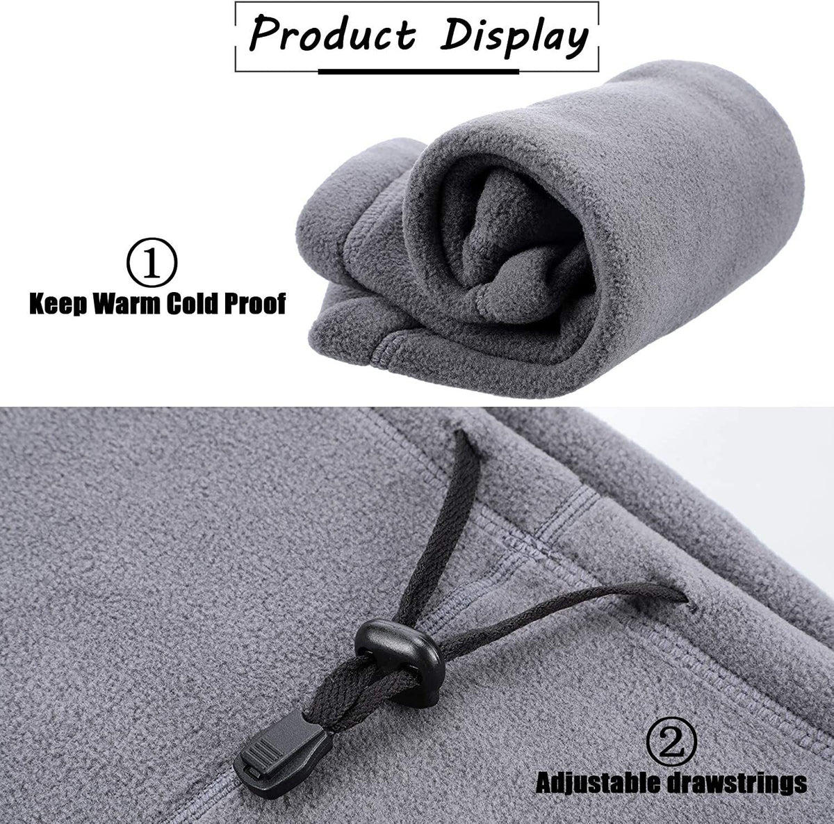 Fleece Neck Warmer Gaiter Winter Balaclava Ski Mask with Adjustable Strap