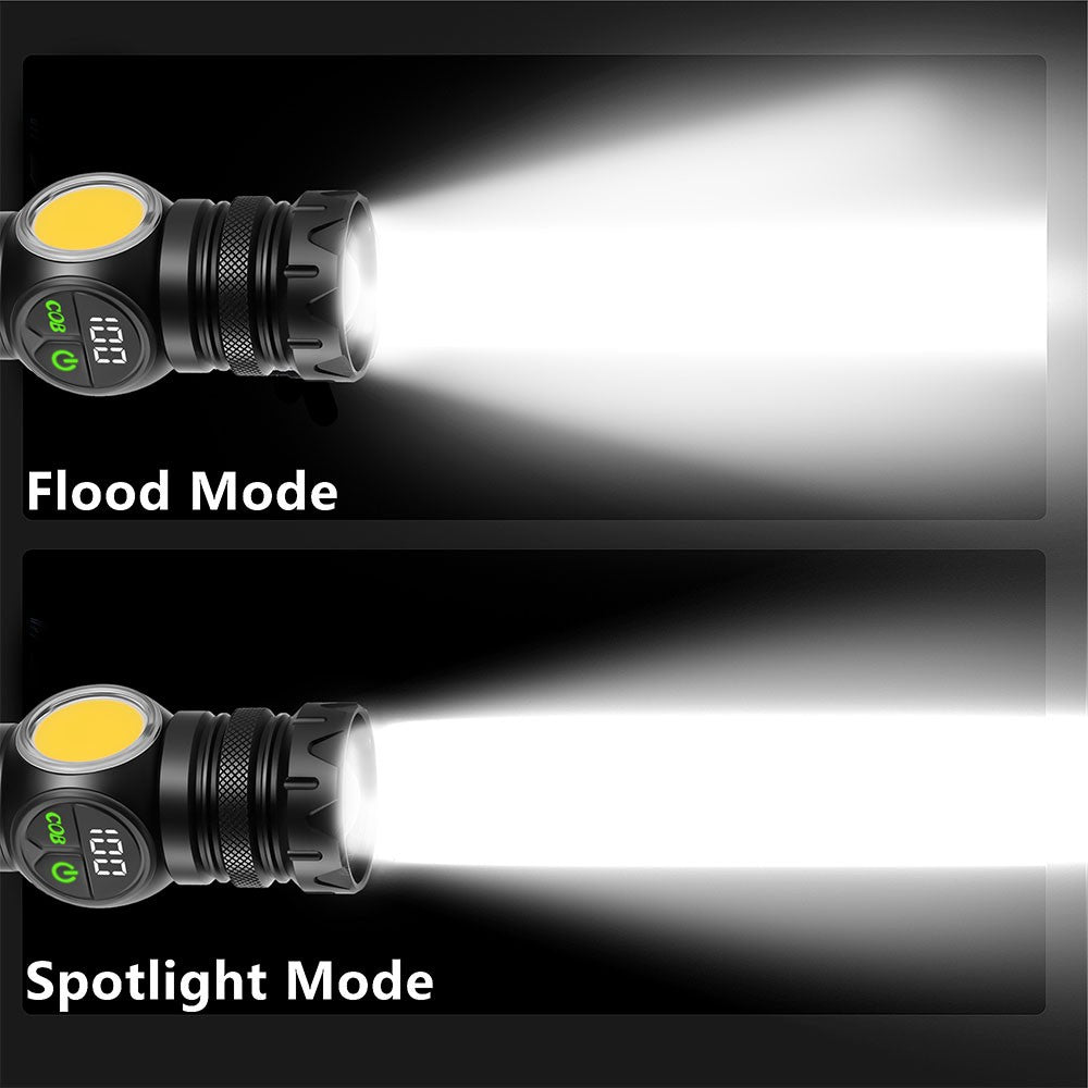 Rechargeable LED Flashlight Torch with COB Light Zoomable USB Portable
