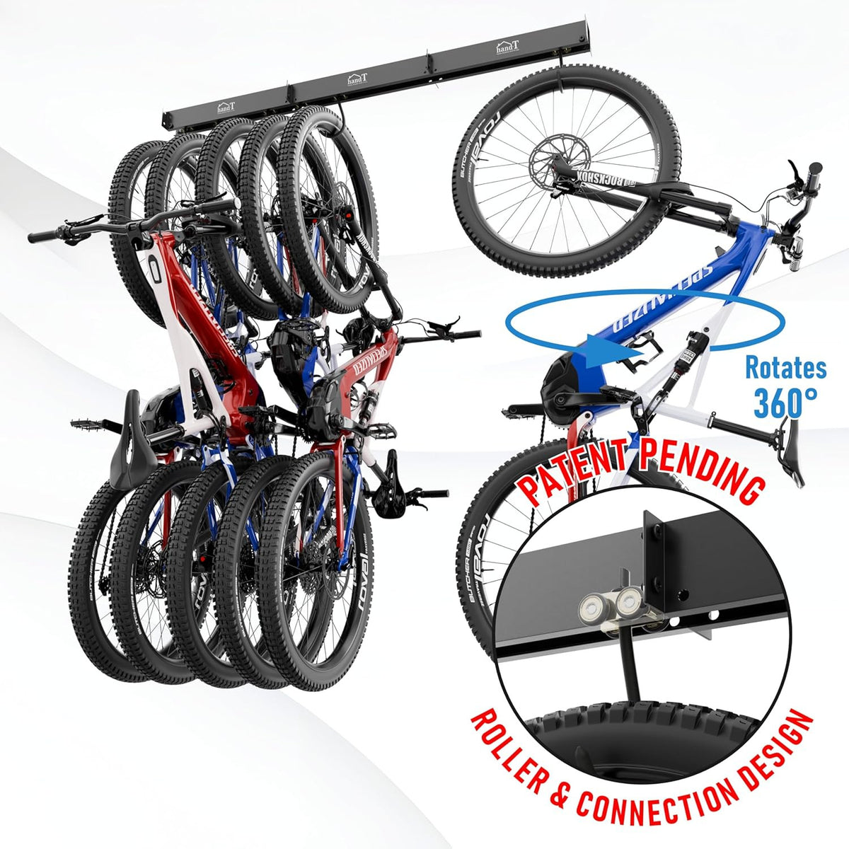 Ceiling Bike Storage Rack for Garage - Holds Up to 6 Bikes, Sliding Mount, Heavy Duty