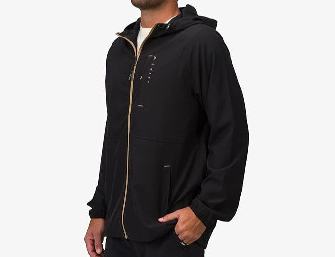 Men's Lightweight Shell Jacket with Hood - Caviar Large