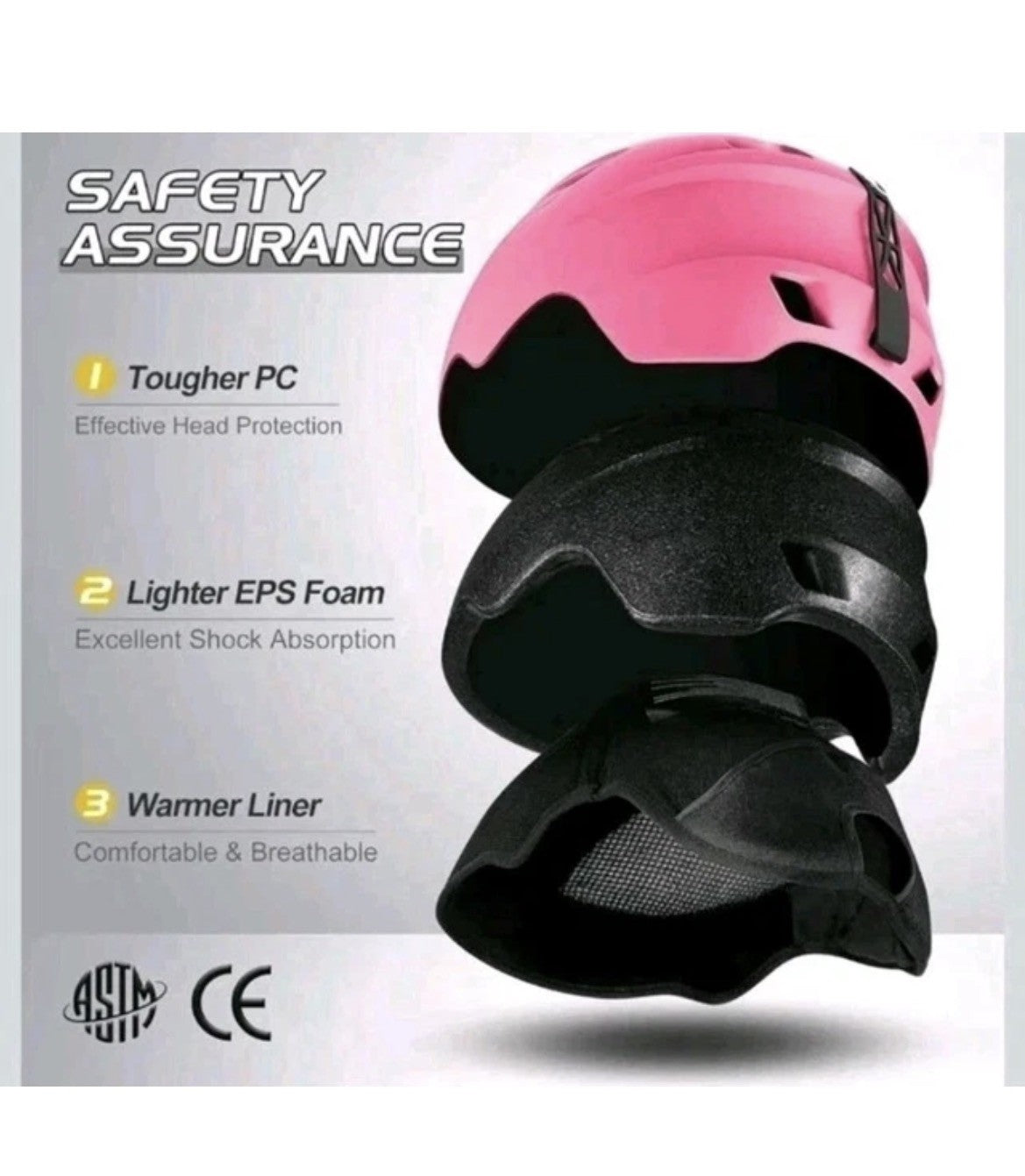 Pink Ski Helmet with Goggles Set Small Size Winter Snowboard Gear