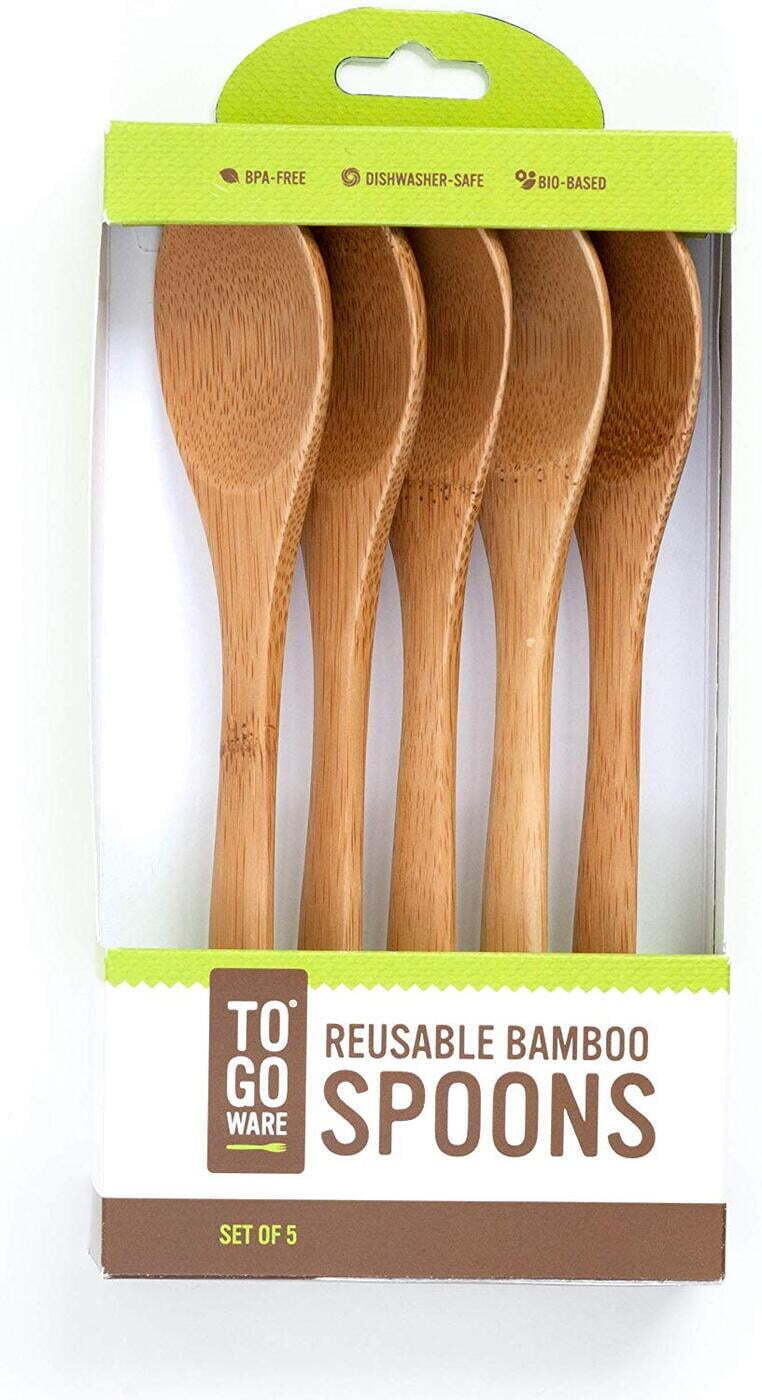 Reusable Bamboo Camping Utensil Set - Eco Friendly Spoons (Pack of 5)
