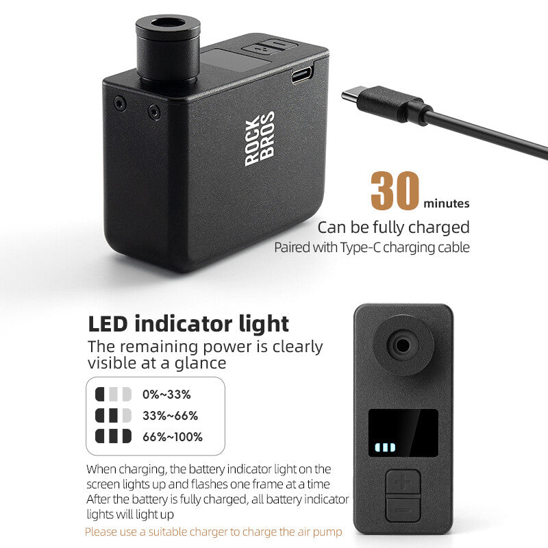 Portable Electric Bike Pump 120PSI with Digital Display & Type-C Charging