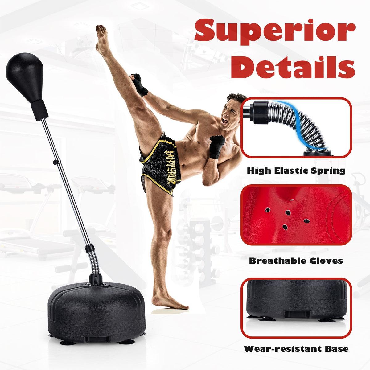 Freestanding Punching Bag with Stand and Boxing Gloves for Kids and Adults