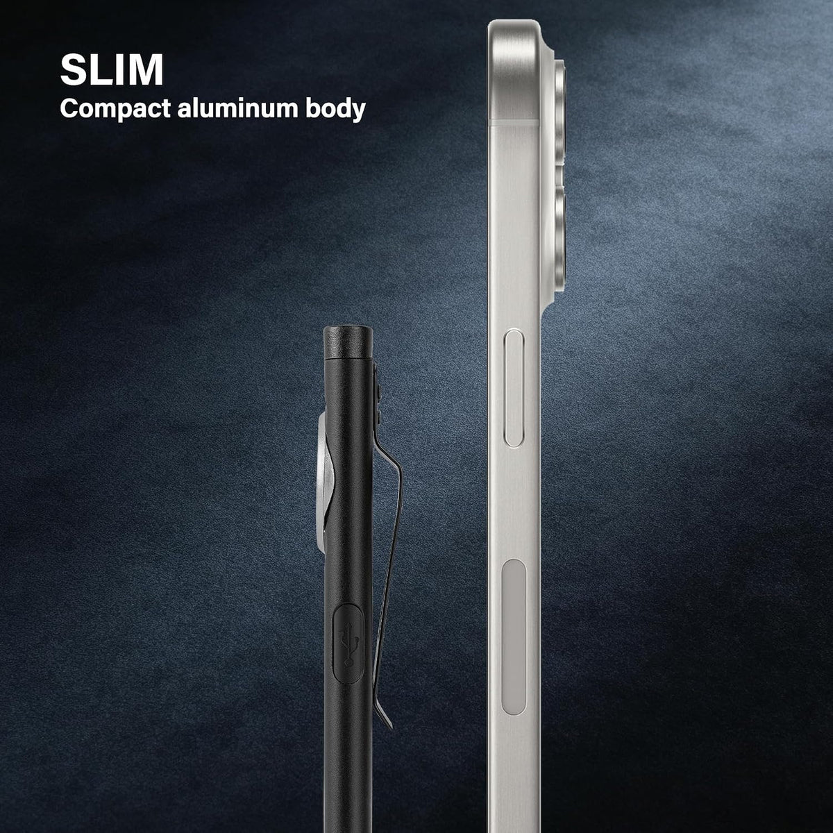 Rechargeable LED Flat Flashlight with Magnetic Base 500 Lumens - Slim Pocket Design