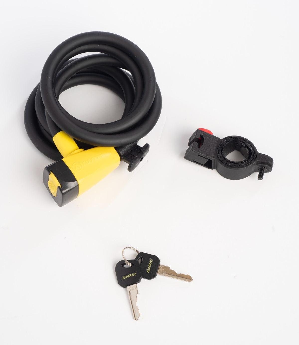 Heavy Duty Coiled Bicycle & Motorcycle Cable Lock with Bracket - 180cm