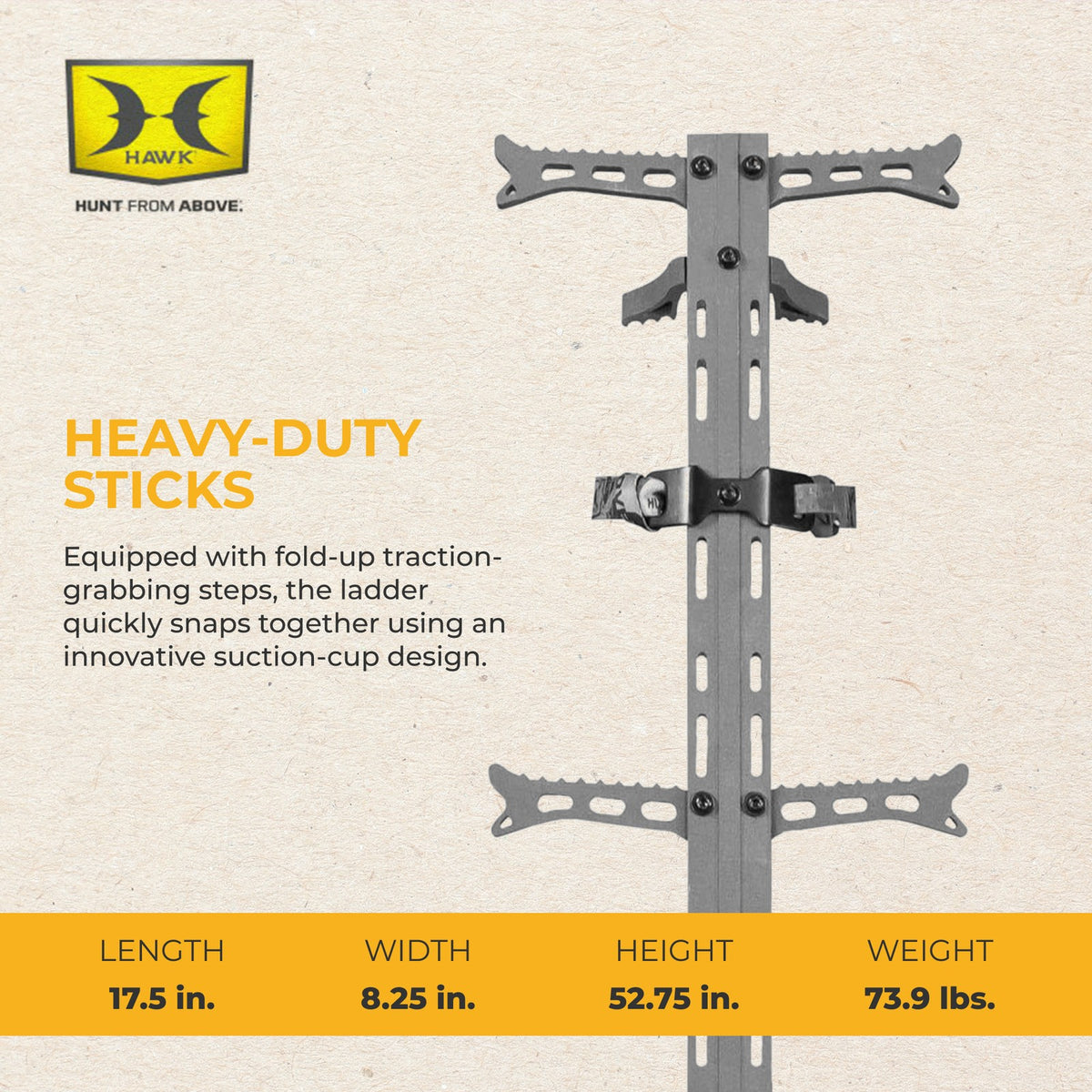 Hawk Helium 30-Inch Tree Climbing Sticks - Hunting Tree Stand Accessories, 3 Pack