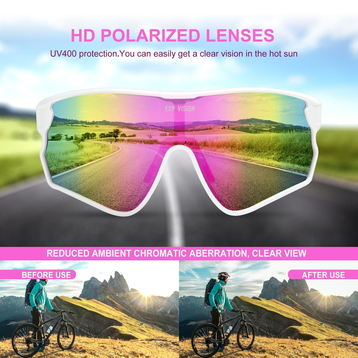 Polarized Cycling Goggles UV400 Sports Sunglasses for Running & Biking
