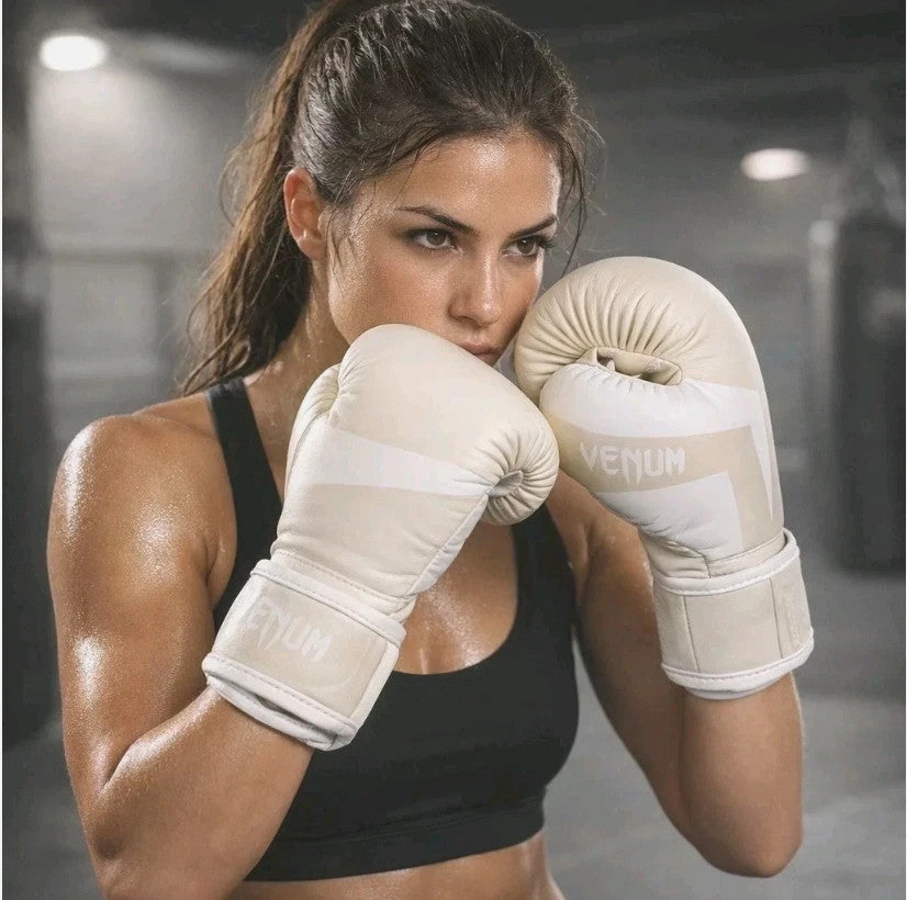 14oz Boxing Gloves - White/Off-White, Premium Muay Thai & Kickboxing Gear