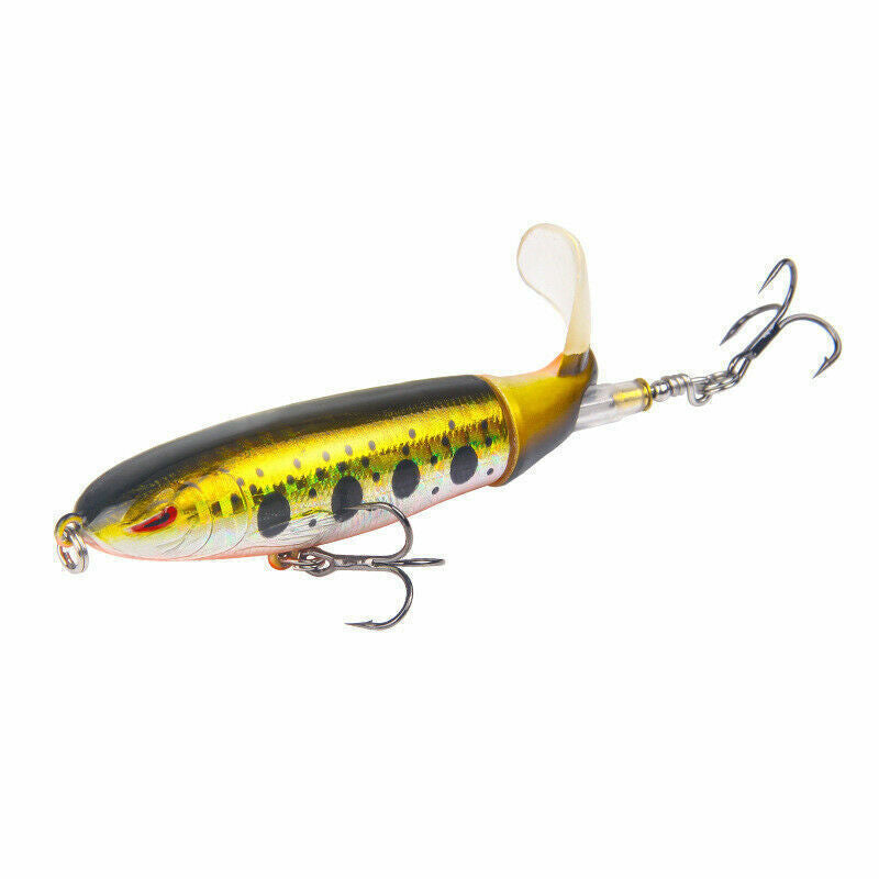 10cm Floating Topwater Fishing Lures with Rotating Tail for Bass and Saltwater