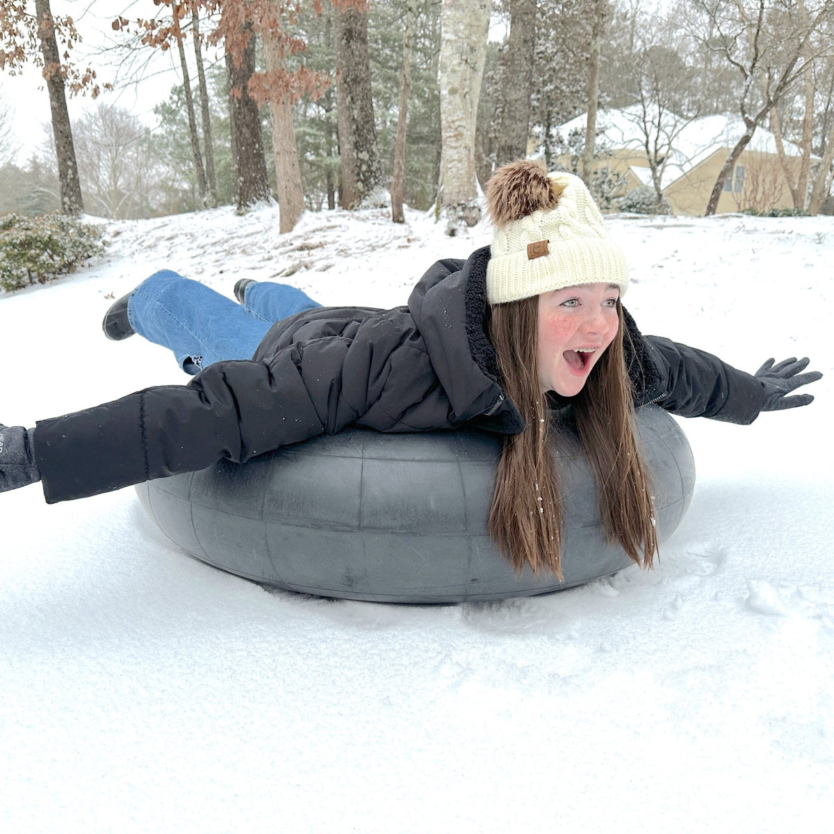 Heavy Duty River & Snow Sledding Inner Tube - 44 Inch Pool & Cover Float